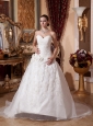 Princess Wedding Dress Sweetheart Neckline With Embroidery and Flowers Decorate Organza