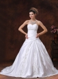 Ruched Bodice Embroidery and  Beading For Wedding Dress With Sweetheart