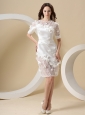 Short Sleeves and Appliques Lace Mini-length For Wedding Dress