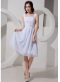 Square Neck Appliques Knee-length Chiffon Customize Prom Gowns