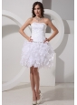 Stylish A-line Beaded Decorate 2013 Wedding Dress With Ruffles Mini-length