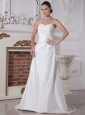 White Sweetheart Neckline Wedding Dress With Brush Train
