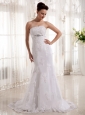 2013 Column Strapless Beading and Lace Wedding Dress With Satin
