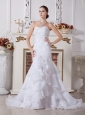 2013 Mermaid Ruffled Layeres Wedding Dress With Appliques