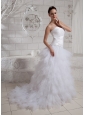 2013 Sweetheart Beading Ruch and Ruffles Wedding Dress With Brush Train