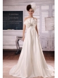 A-line Hand Made Flowers Wedding Dress With Taffeta In Wedding Party