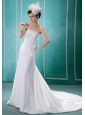 Appliques Decorate Bust 2013 Unique Wedding Dress With Strapless Chiffon