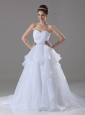 Beaded Decorate Waist Wedding Dress For 2013 Organza Sweetheart A-Line / Princess