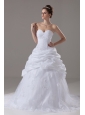 Beading and Appliques Taffeta and Tulle Sweetheart Wedding Dress Court Train A-Line