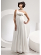 Beading One Shoulder Chiffon Empire Beach / Destination Floor-length Wedding Dress
