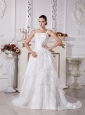 Custom Made Spaghetti Straps Princess Wedding Dress With Appliques Decorate Organza