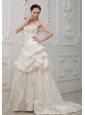 Embroidery With Beading Decorate Bodice Brush Train Pick-ups Taffeta New Style For 2013 Wedding Dress