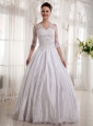 Lace and Beading Long Sleeves V-neck Wedding Dress With Floor-length