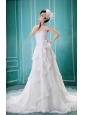 Lace Sweetheart Cathedral Train Empire Organza 2013 Wedding Dress