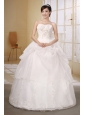 Organza White Custom Made Wedding Dress With Embroidery Decorate