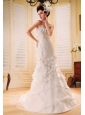 Popular Hand Made Flowers A-line Wedding Dress With Strapless Organza