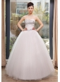 Rhinestones Decorate Bust and Waist Sweetheart Neckline Floor-length Tulle Wedding Dress For 2013