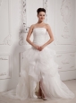 Unique A-line Strapless 2013 Wedding Dress With Ruch and Pick-ups