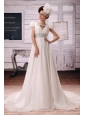 V-neck White 2013 Wedding Dress With Beading and Ruch In Celebrity