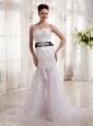 Wholesale Column Sweetheart Belt Wedding  Dress With Lace Tulle
