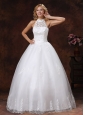 2013 Luxurious Halter Appliques With Beading For Ball Gown Wedding Dress