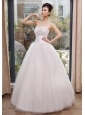 Beaded Decorate Bust Sweetheart Neckline A-line Floor-length Tulle 2013 Wedding Dress