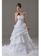 Beaded Decorate Waist Sweetheart Taffeta A-Line / Princess Popular Court Train Wedding Dress