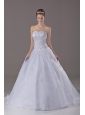Beading A-Line / Princess Organza Strapless Brush / Sweep Wedding Dress Zipper-up