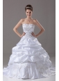 Beading and Embroidery Strapless Brush / Sweep Taffeta 2013 Wedding Dress Ball Gown