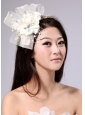 Cute White Tulle Fascinators With Beading And Ribbons