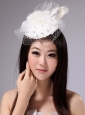 White Pure Fascinators With Net Beading For Party