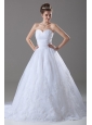 Lace Sweetheart Organza A-Line Court Train Hall Wedding Dress