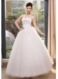 Rhinestones and Sequins Decorate Bodice Sweetheart Neckline Tulle Floor-length Wedding Dress