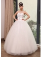 Rhinestones Decorate Up Bodice Sweetheart Neckline Tulle Floor-length 2013 Wedding Dress