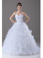 Ruffles Ball Gown Sweetheart Brush / Sweep Organza 2013 Wedding Dress