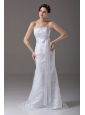 Stylish Strapless Column / Sheath Lace Wedding Dress Brush / Sweep Sashes / Ribbons
