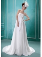 Sweet Appliques Decorate Bust 2013 Wedding Dress With Chiffon Strapless Beading