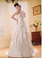 2013 Custom Made Ruffled Layers One Shoulder Wedding Dress Chapel Train