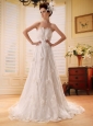 Beautiful Lace 2013 Wedding Dress With Sash Strapless In Wedding Party
