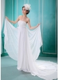 Custom Made Wedding Dress With Strapless Court Train Ruch and Chiffon