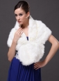 Faux Fur White Fashionable V-Neck Wedding Party And Prom Shawls