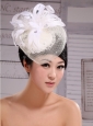White Feather Headpieces Net Fashion Pearl Tire Fascinators