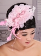 Fully Handmade Beaded and Flowers Decorate For Party Rose Pink Headpieces