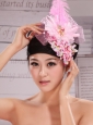 Headpieces For Wedding Party With Imitation Pearls and Feather Decorate Tulle and Printing