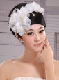 Headpiece White Pearls Large Flowers Embellishment