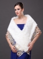 Lace V-Neck Faux Fur Stylish White Formal Occasions Wraps / Shawls