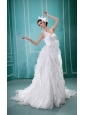 Wholesale A-line Ruffles One Shoulder Wedding Dress With Appliques Organza