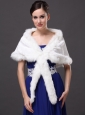 Faux Fur Elegant V-Neck White Wrap/Jacket For Winter
