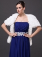 White Faux Fur Wedding Affordable Short Sleeves Prom And Wedding Party Jacket