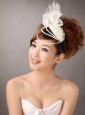 Hairpins Birdcage Veils Feather White Organza Special Occasion and Outdoor